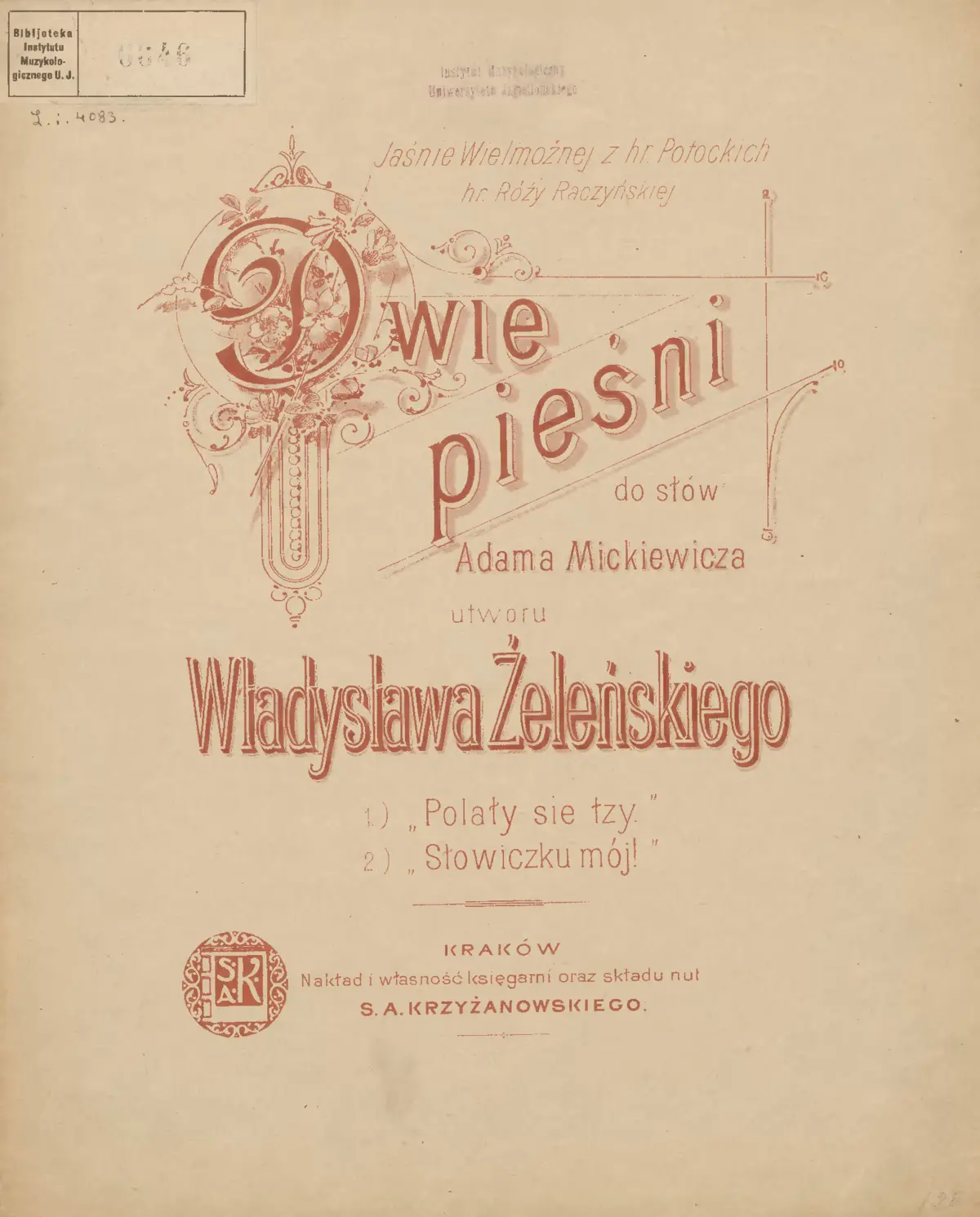 2 Pieśni do słów Adama Mickiewicza - Page 1