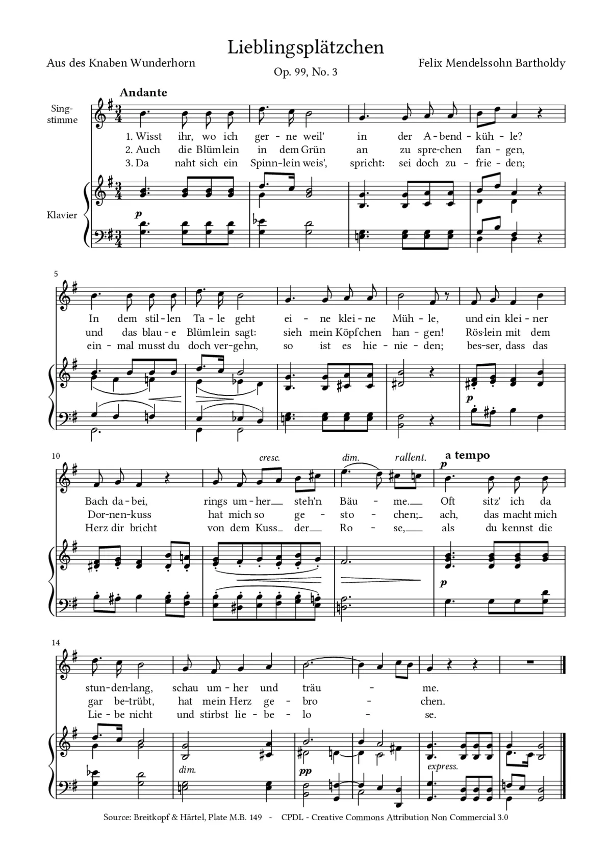 Lieblingsplätzchen, Op. 99, No. 3 - Page 1