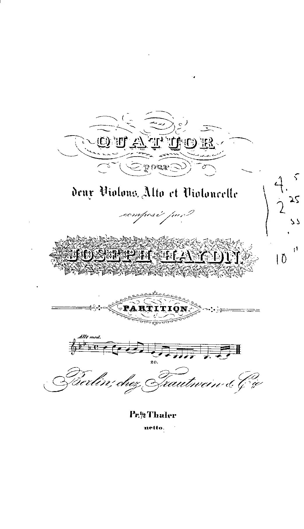 String Quartet in E-flat major - Page 1