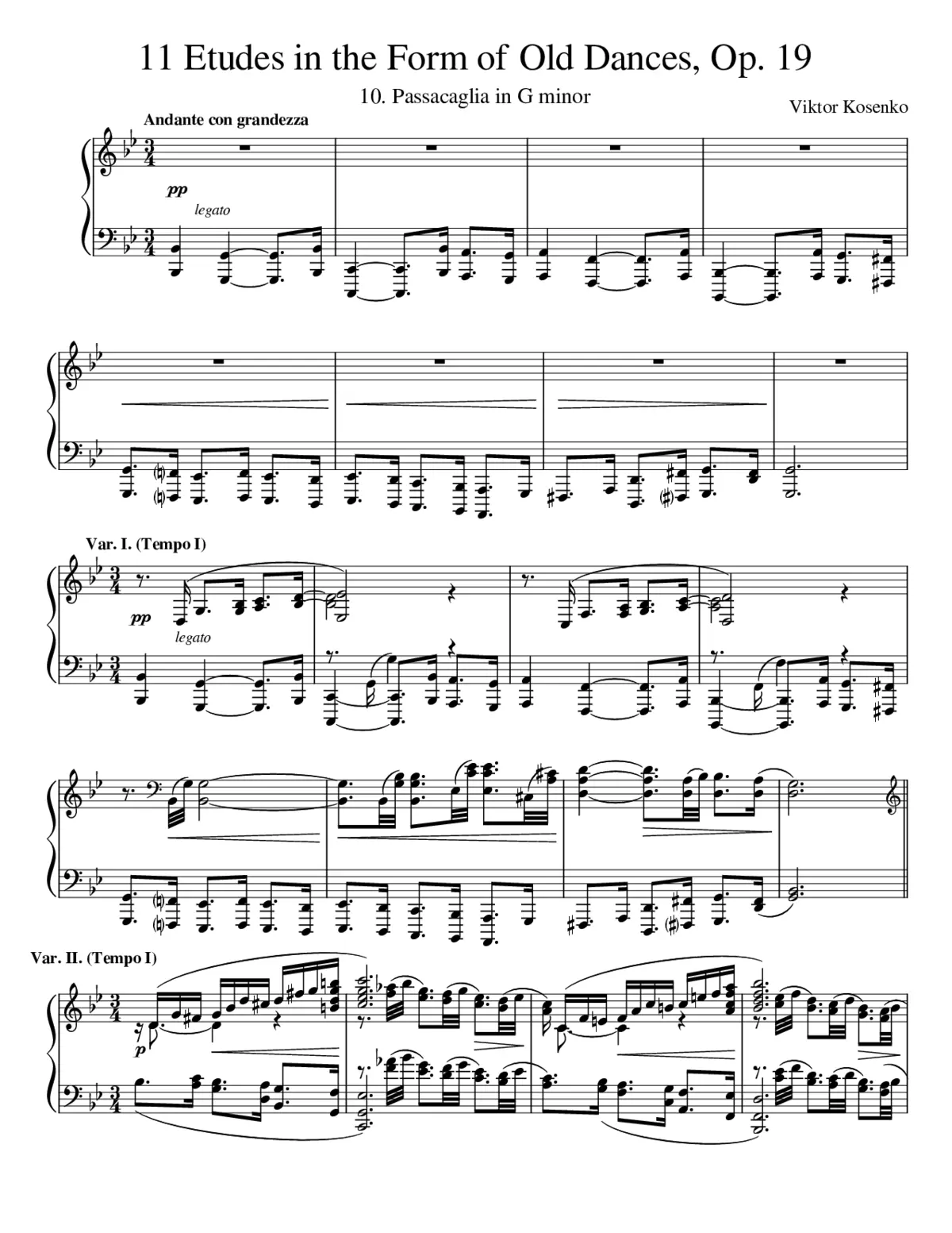 11 Etudes in the Form of Old Dances Op.19 - Page 1
