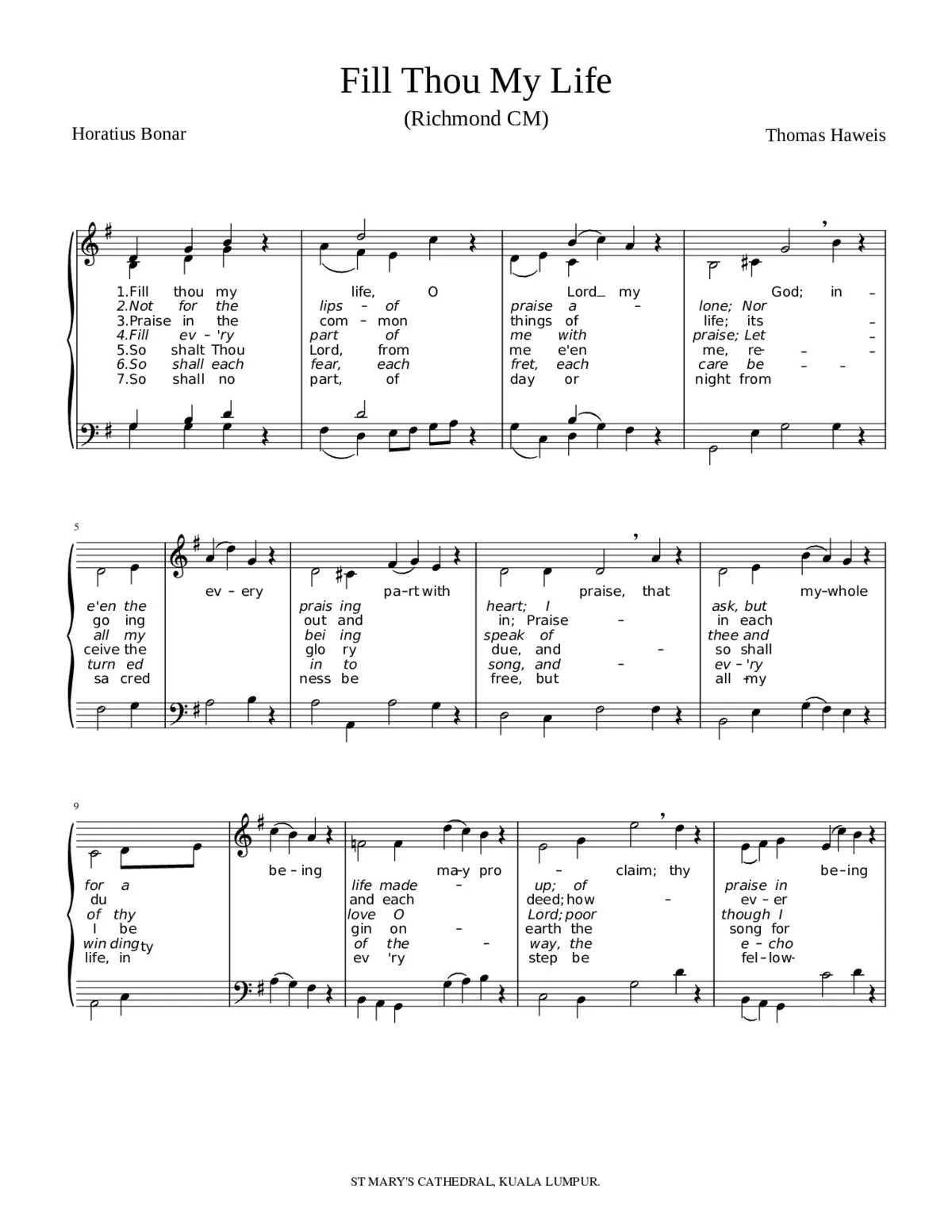 Fill Thou My Life; SATB - Page 1