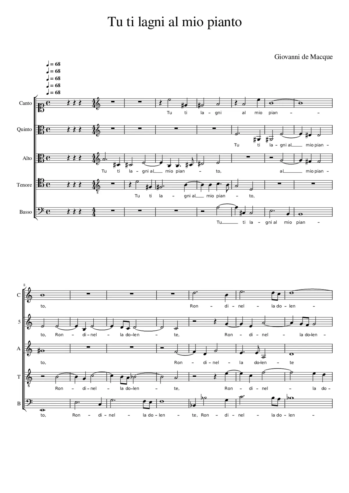 Tu ti lagni al mio pianto - Page 1