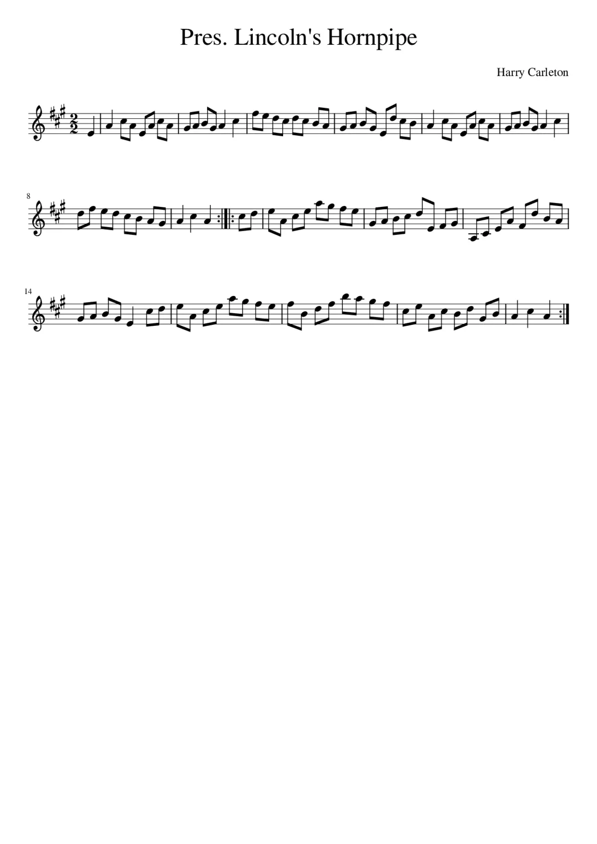 Pres. Lincoln's Hornpipe - Page 1