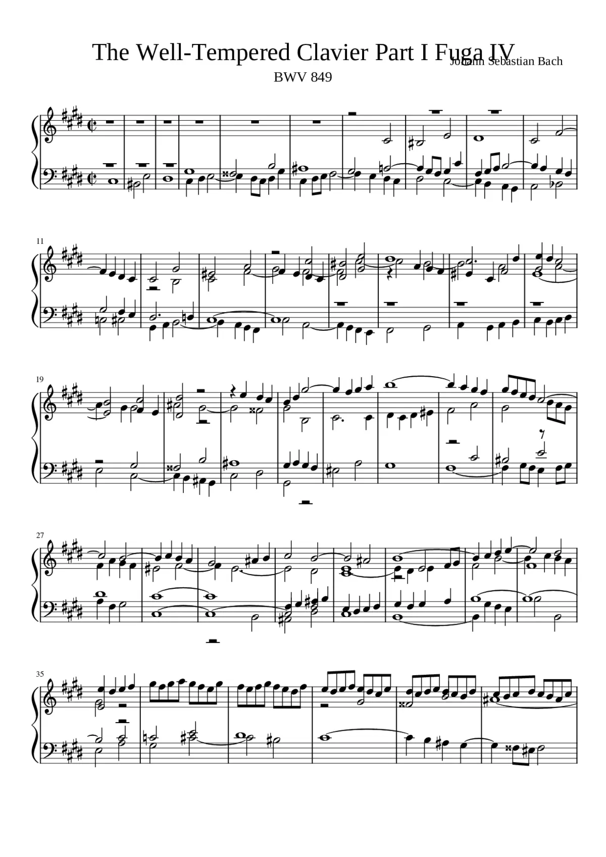 Prelude and Fugue in C-sharp minor BWV 849 - Page 1
