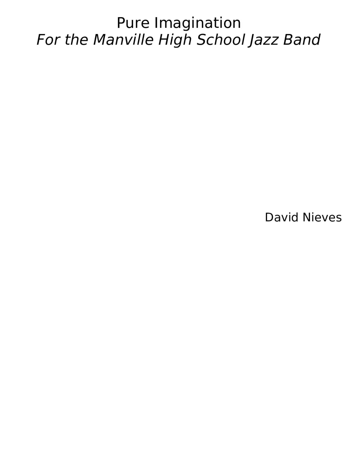 Pure Imagination For the Manville High School Jazz Band - Page 1