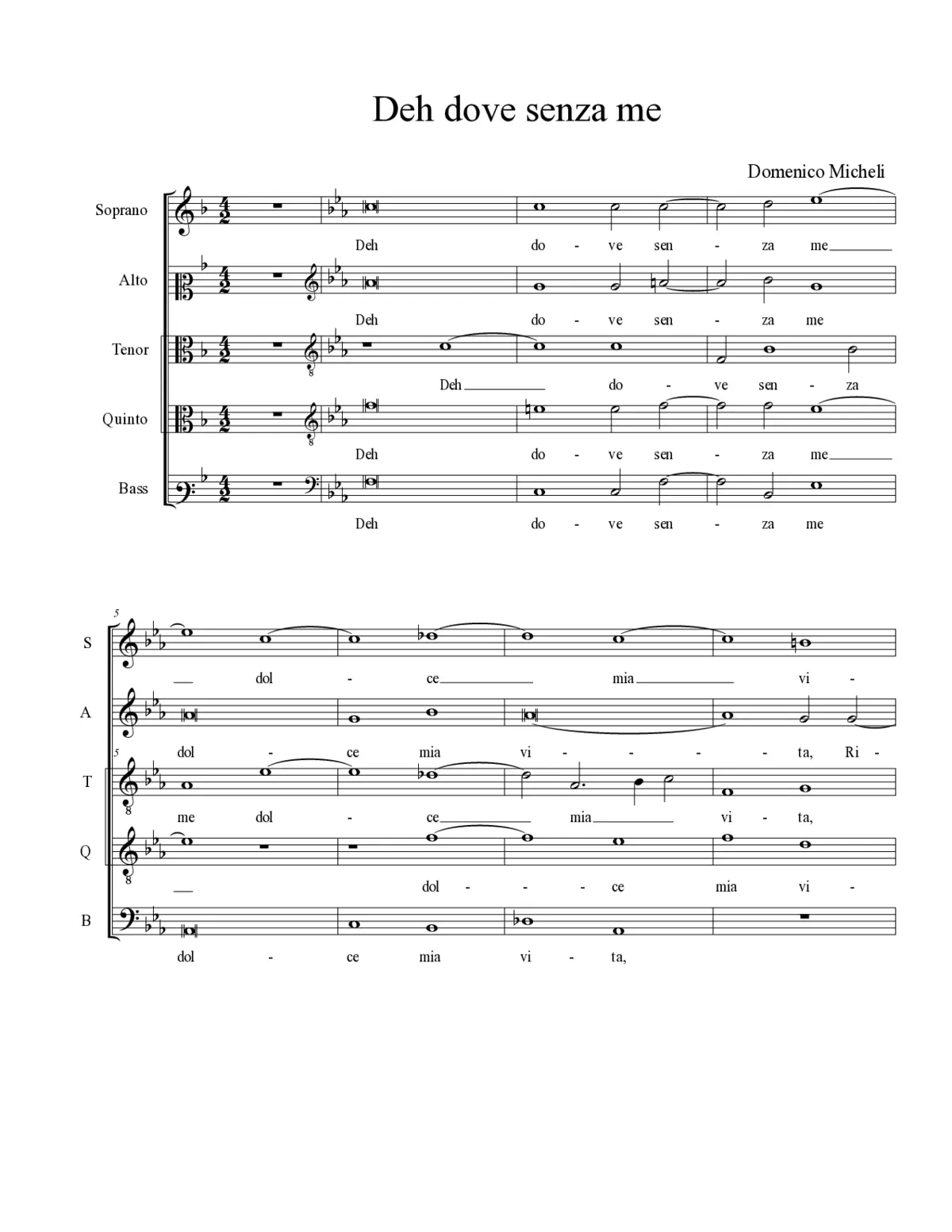 Deh dove senza me - Page 1