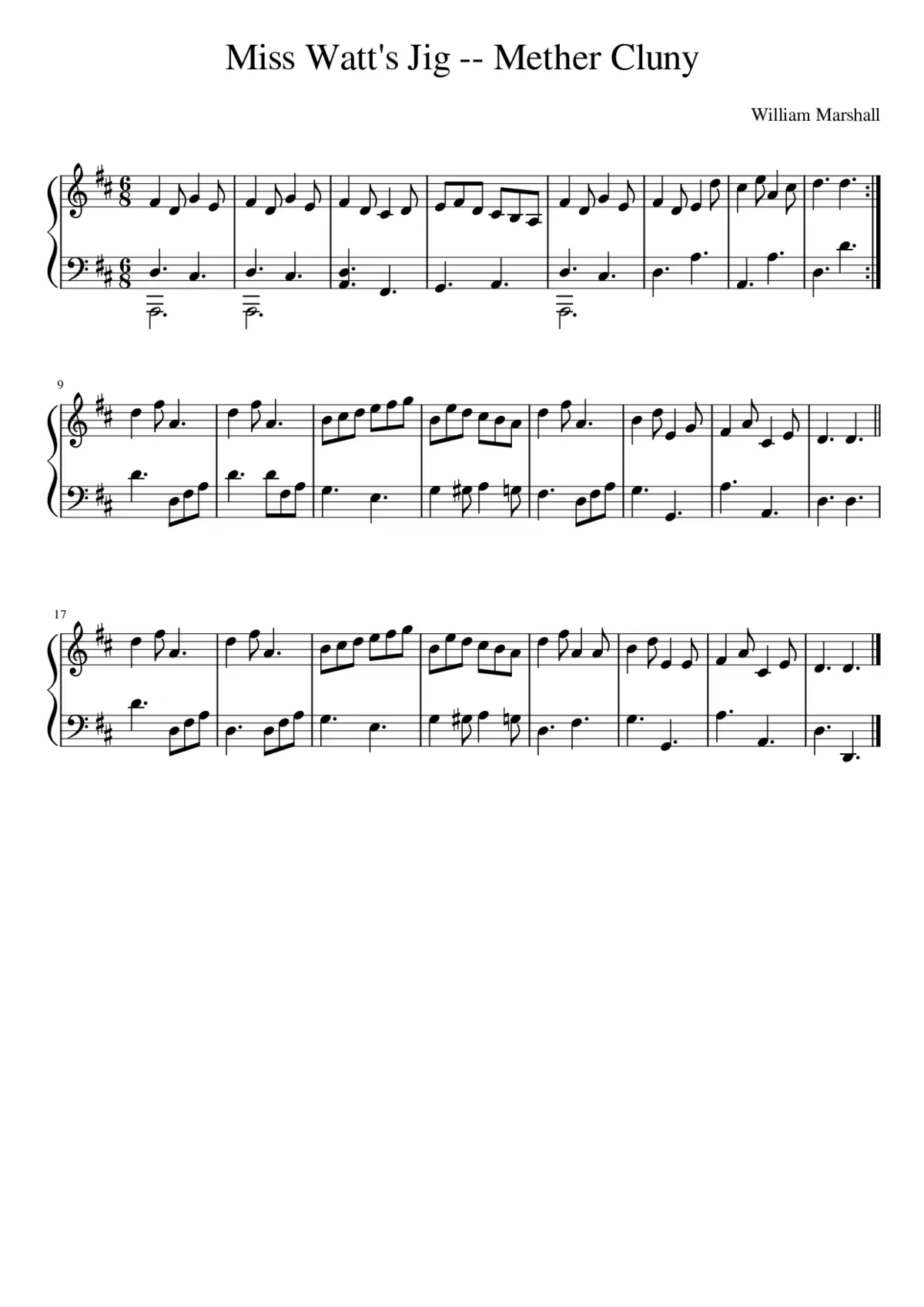 Miss Watt's Jig -- Mether Cluny - Page 1