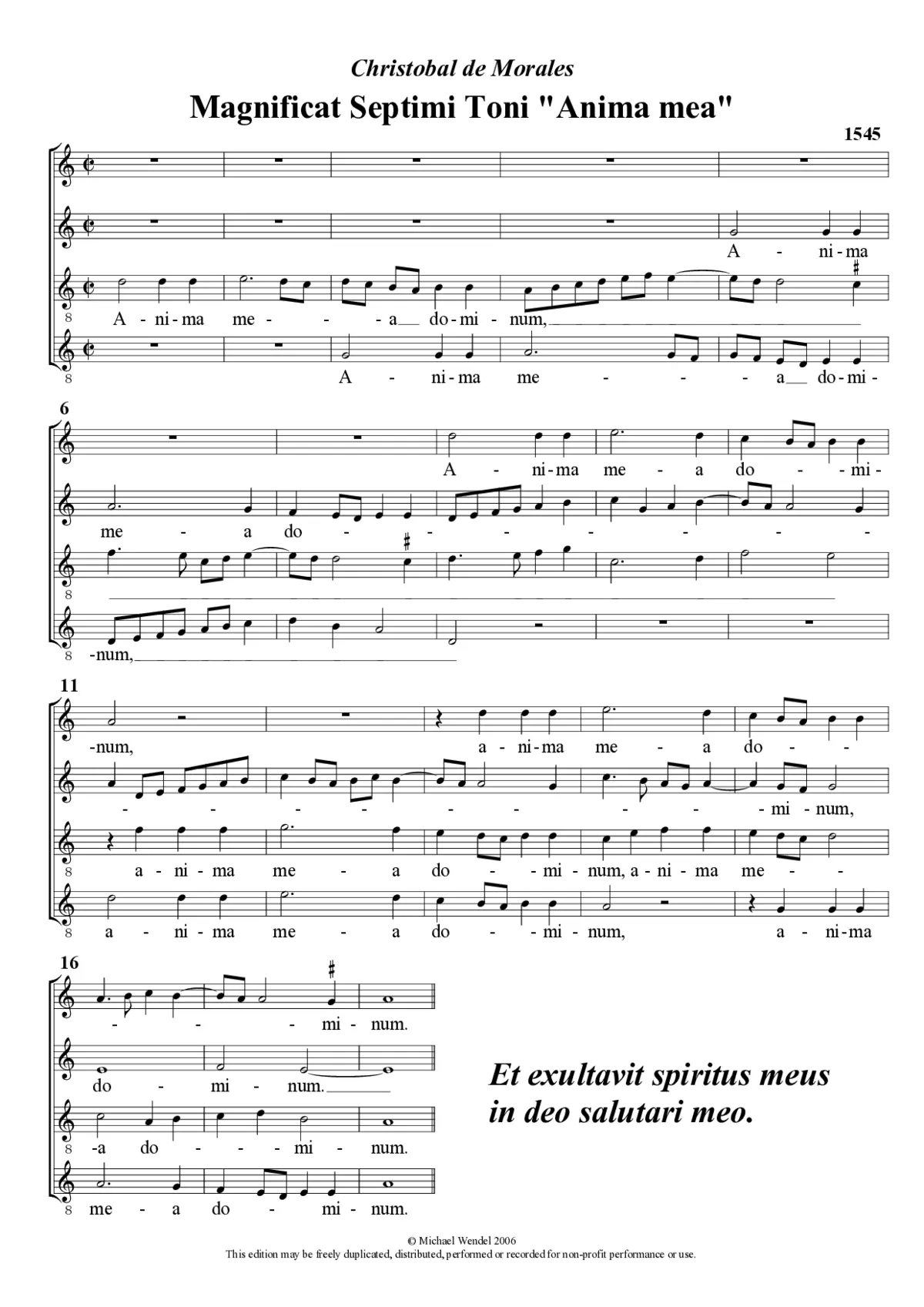 Magnificat Septimi Toni 'Anima mea' - Page 1