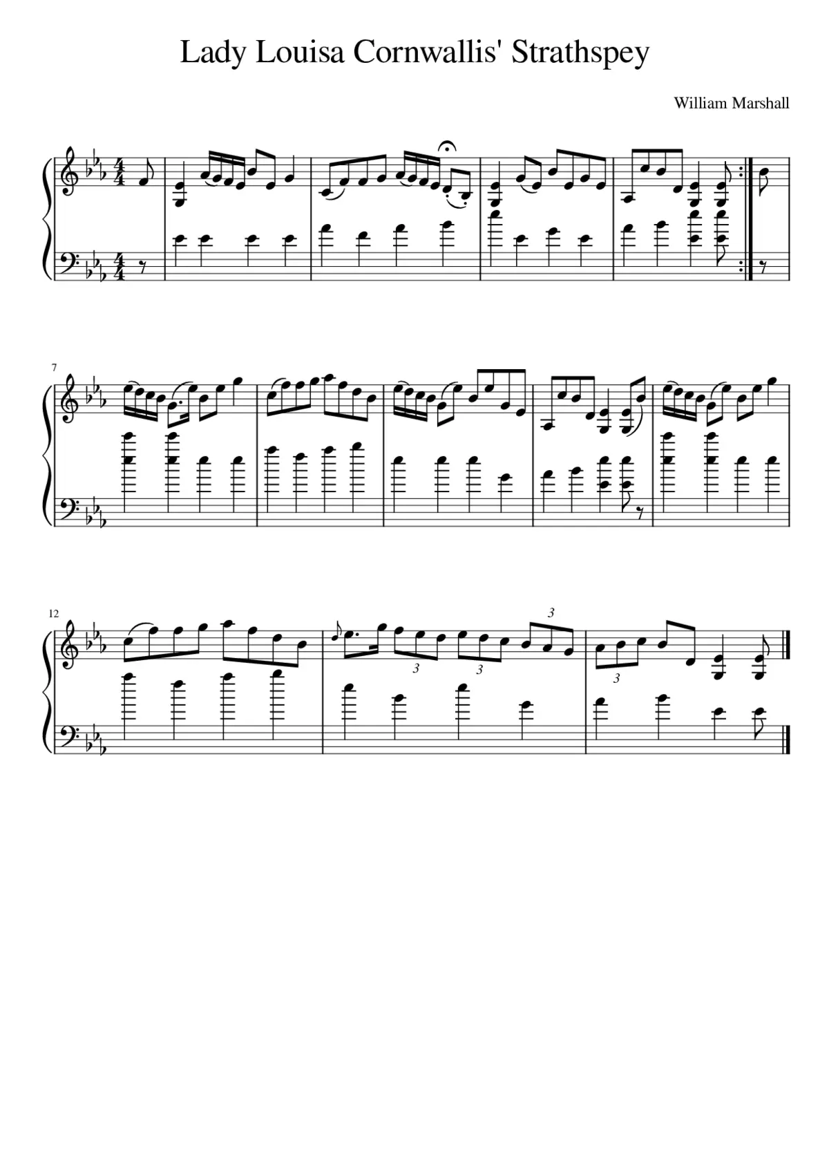 Lady Louisa Cornwallis' Strathspey - Page 1