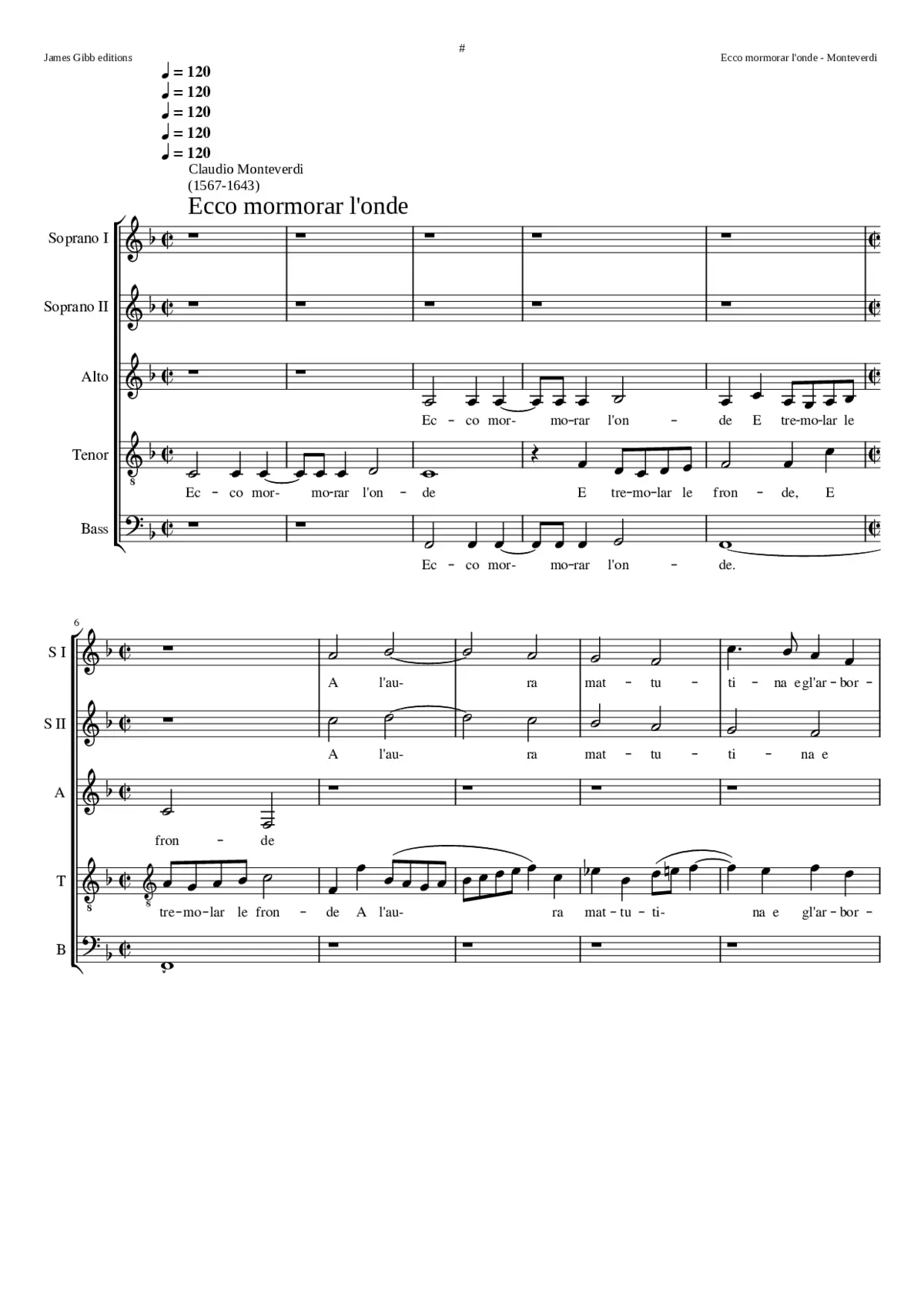 Ecco mormorar l'onde - Page 1