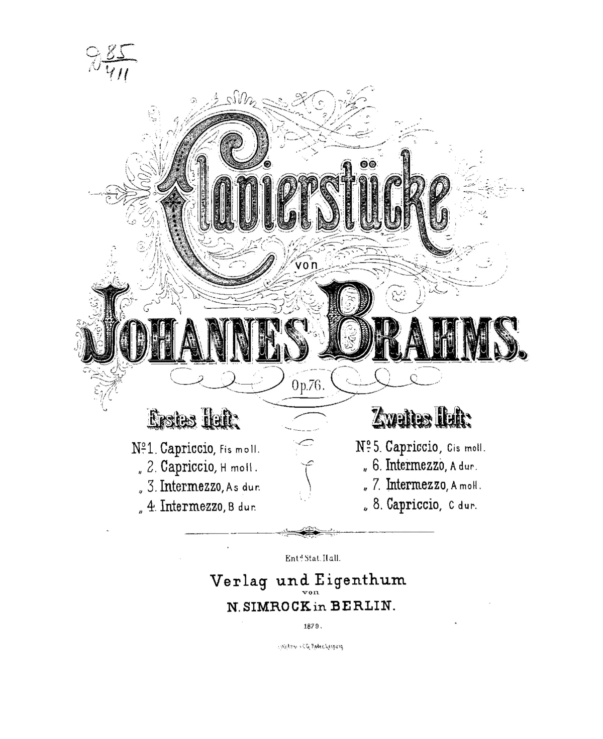 8 Klavierstücke - Page 1