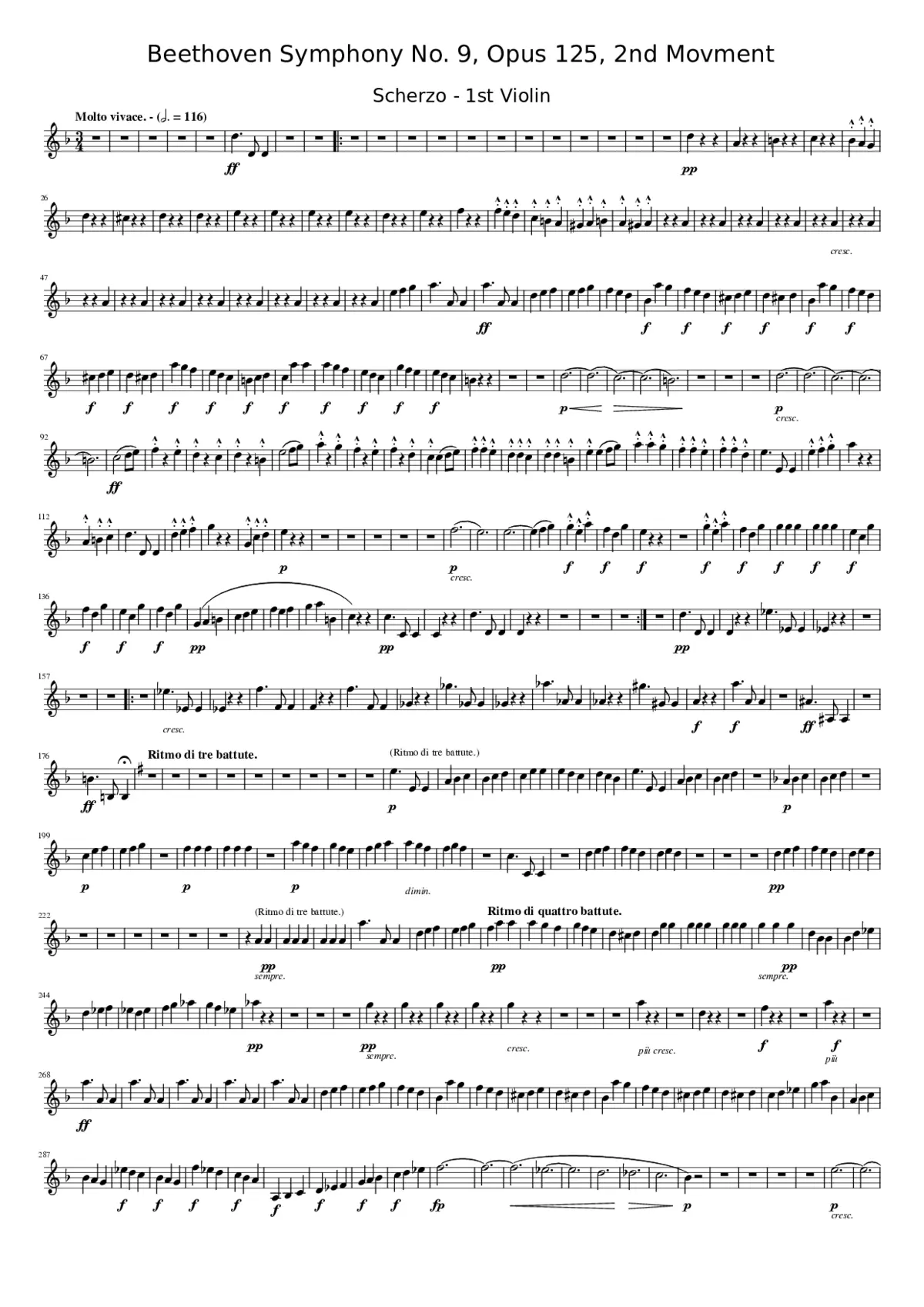 Beethoven Symphony No. 9 2nd Movment Scherzo 1st Violin Titled - Page 1