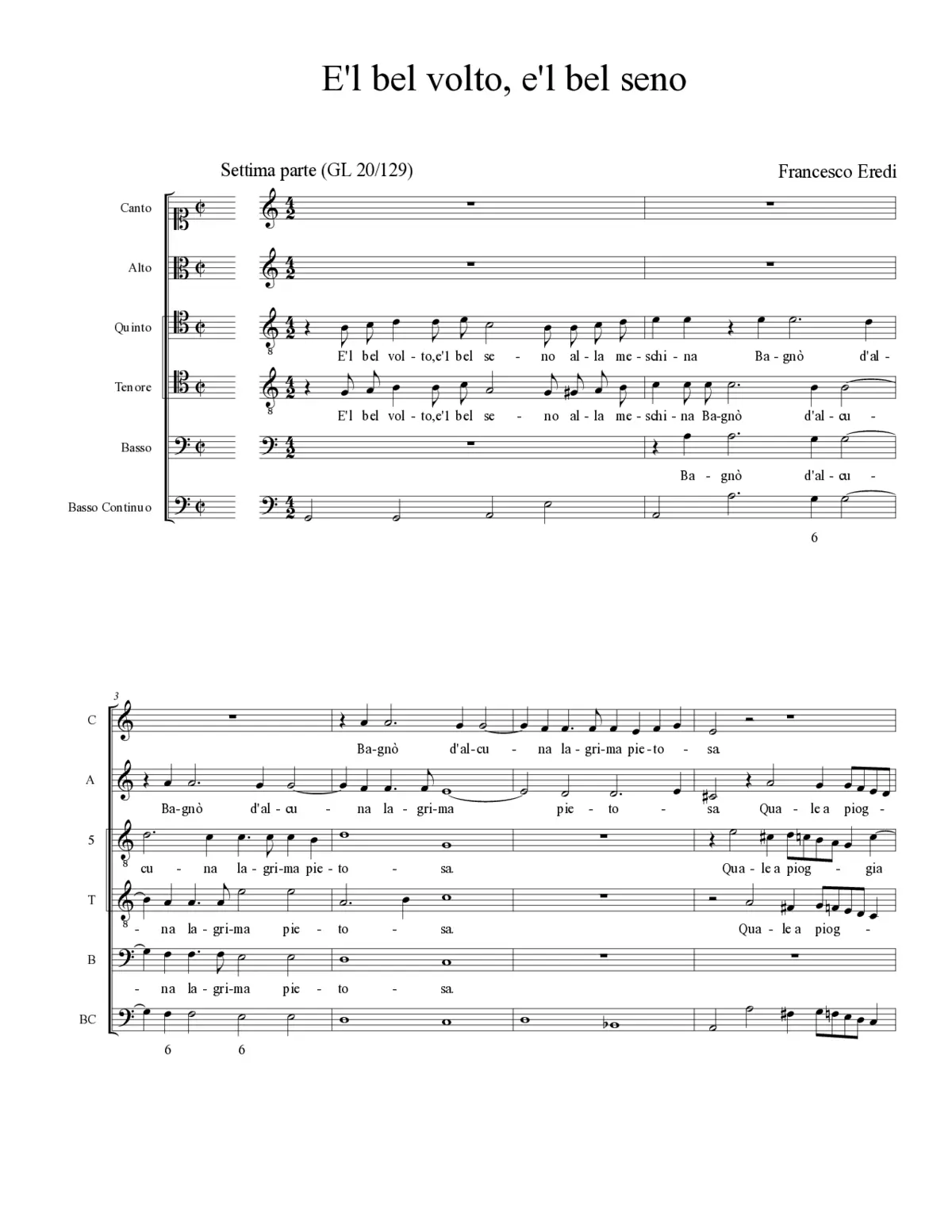 E'l bel volto, e'l bel seno - Page 1