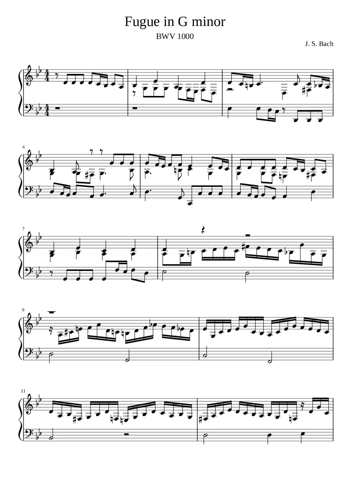Fugue in G minor BWV 1000 - Page 1