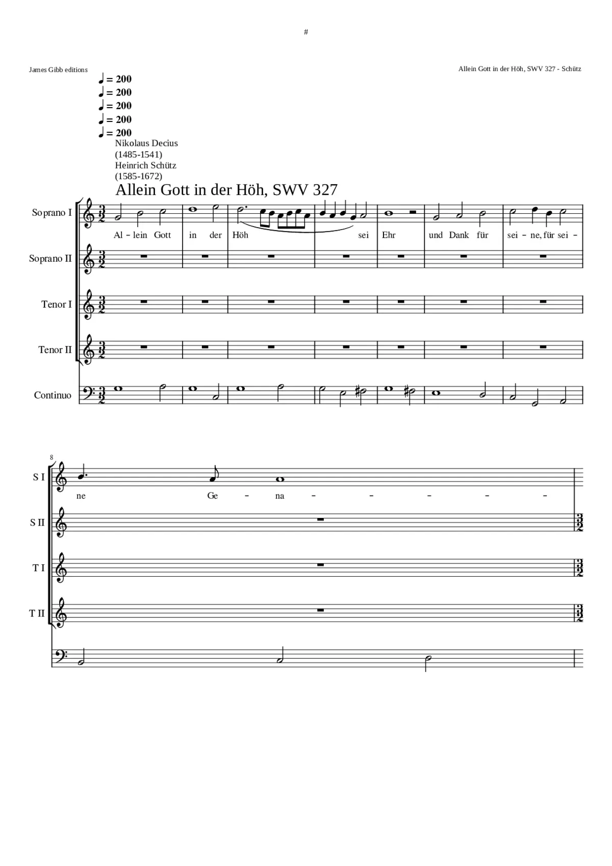 Allein Gott in der Höh SWV 327 - Page 1