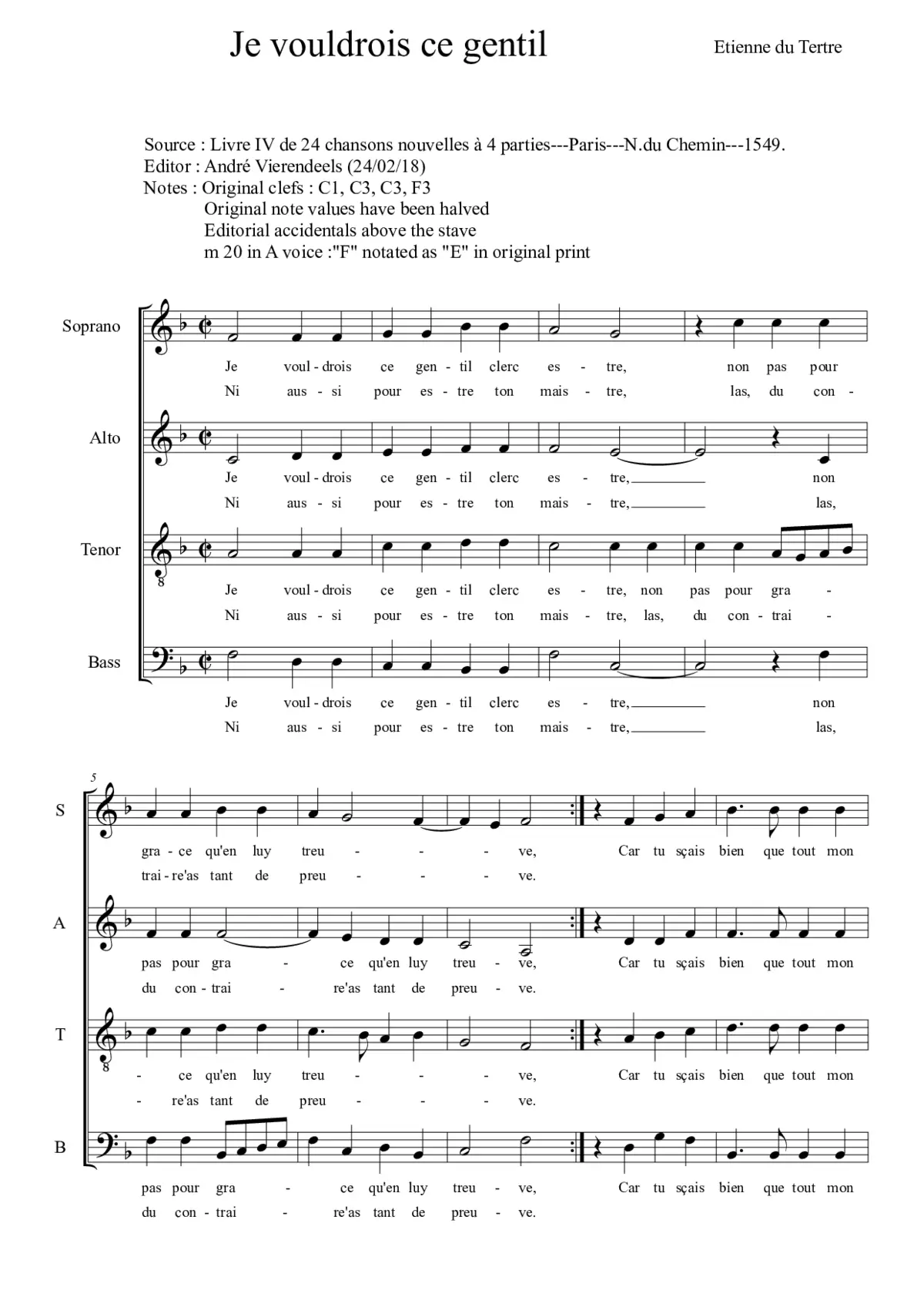 Je vouldrois ce gentil clerc estre - Page 1