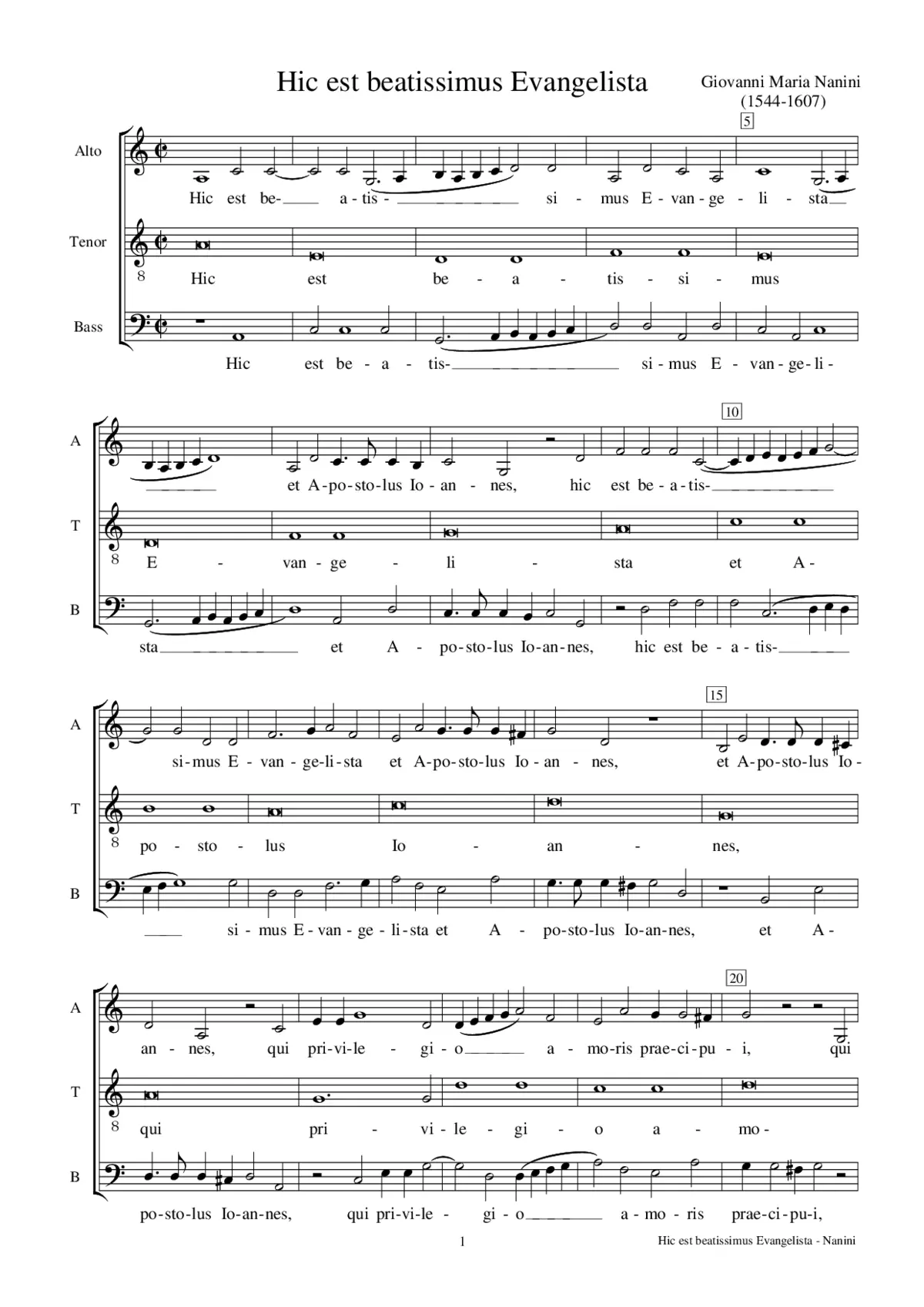 Hic est Beatissimus Evangelista - Page 1