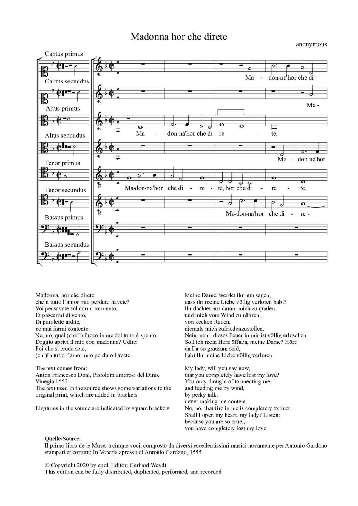 Madonna hor che direte - Page 1