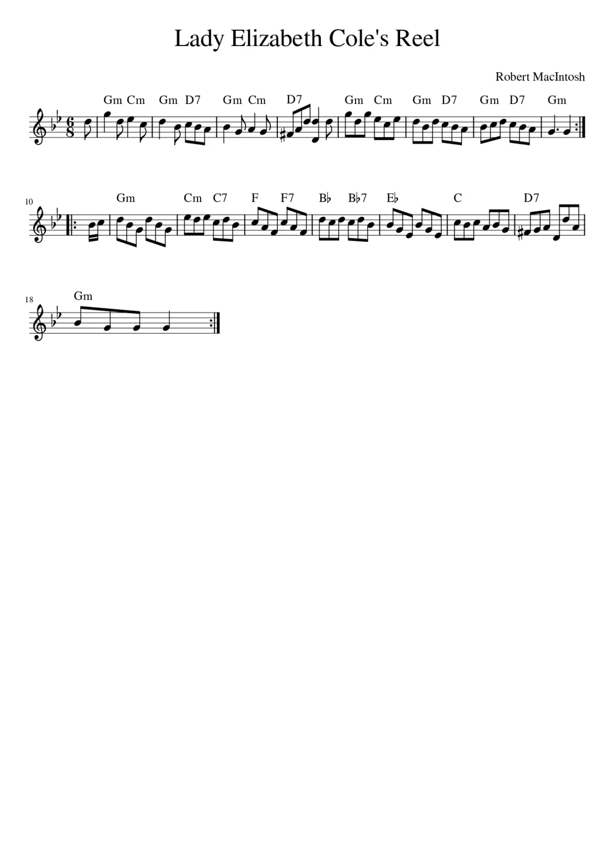 Lady Elizabeth Cole's Reel - Page 1