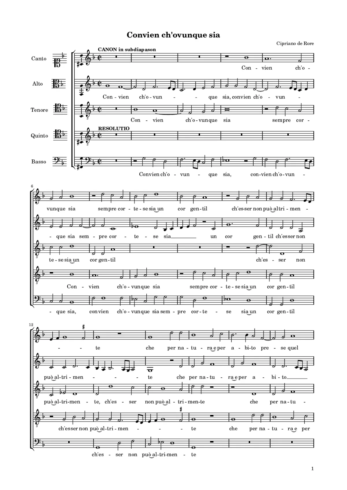 Convien ch'ovunque sia - Page 1