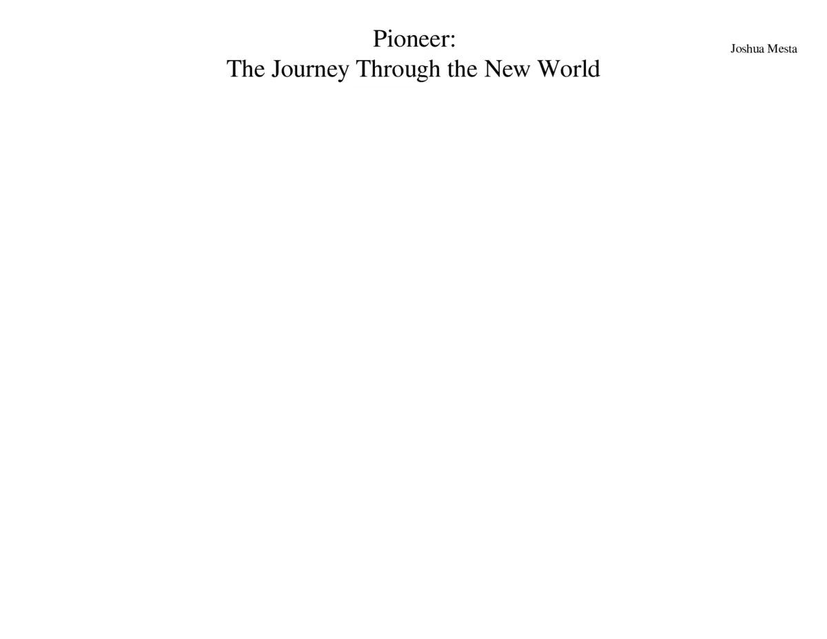 work in progress Pioneer The Journey Through the New World - Page 1