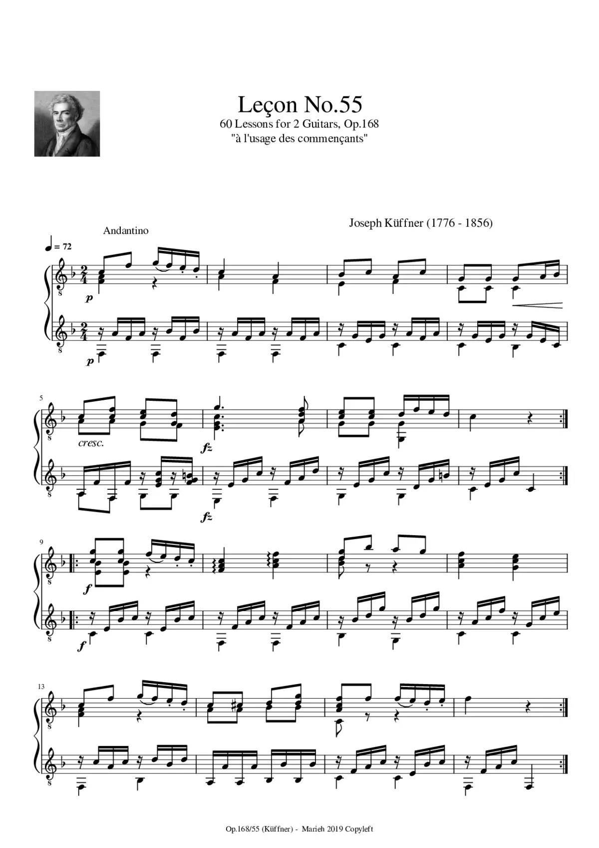 60 Lessons for 2 Guitars Op.168 - Page 1