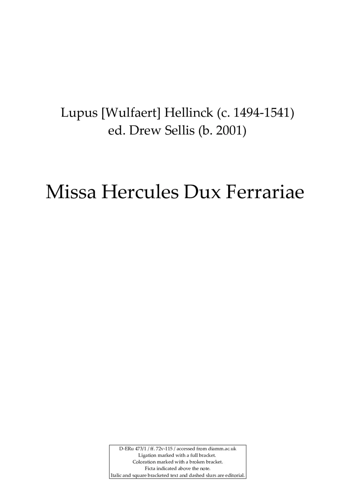 Missa Hercules Dux Ferrariae - Page 1