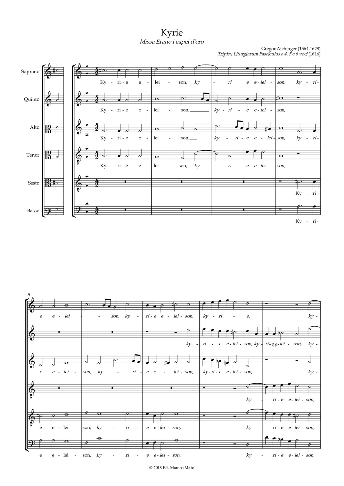 Missa ''Erano i Capei d'oro'' a 6 - Page 1