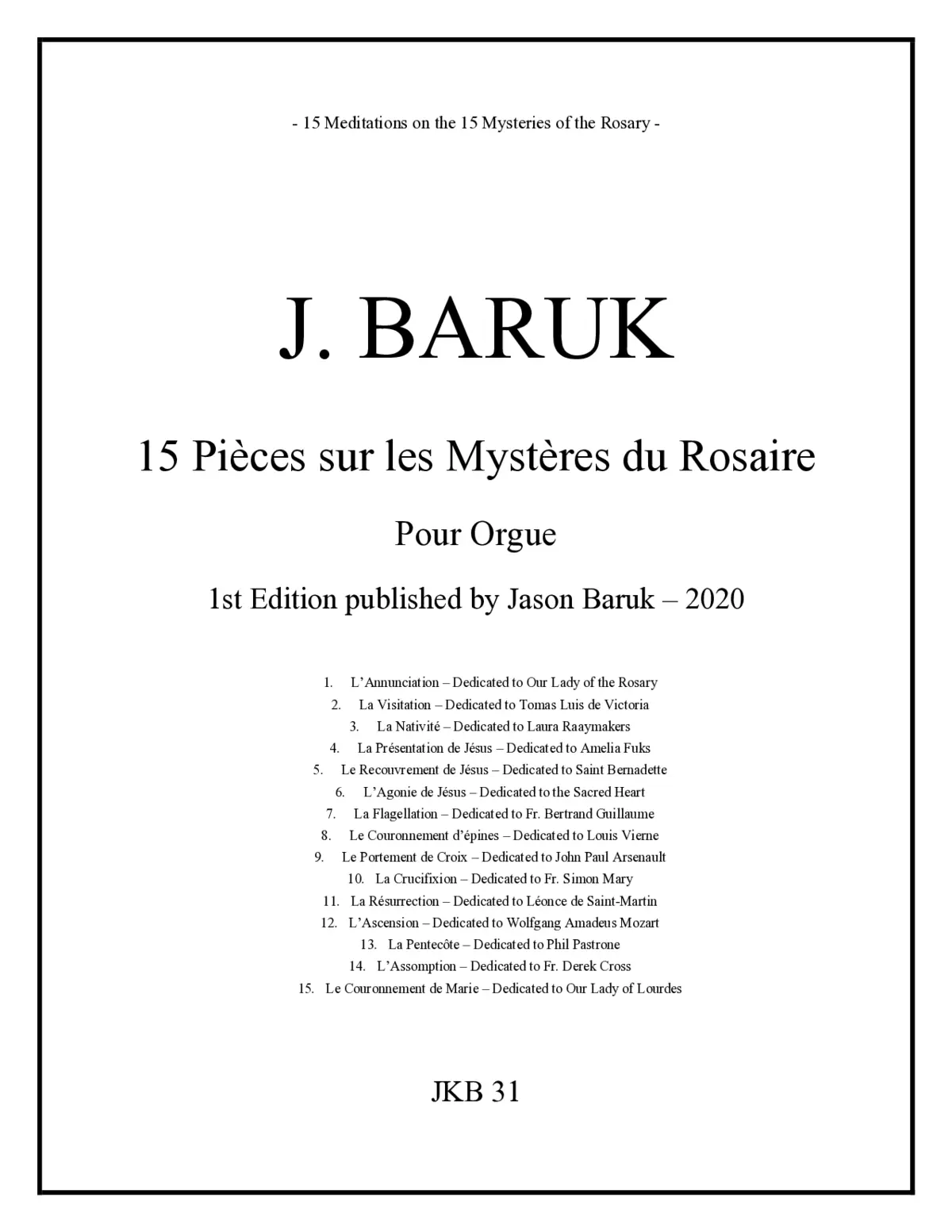 15 Pièces sur le Rosaire - Page 1