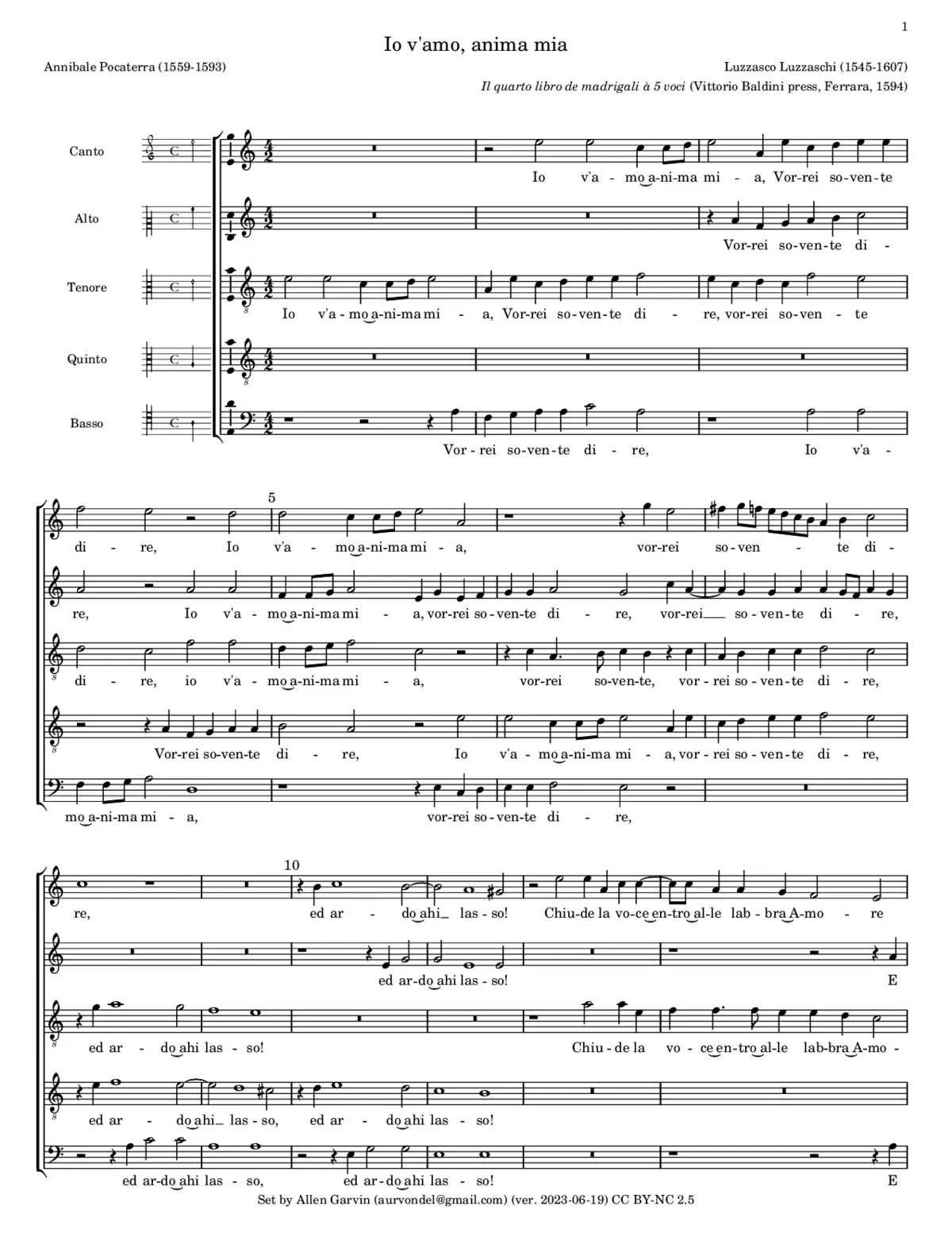 Io v'amo, anima mia - Page 1