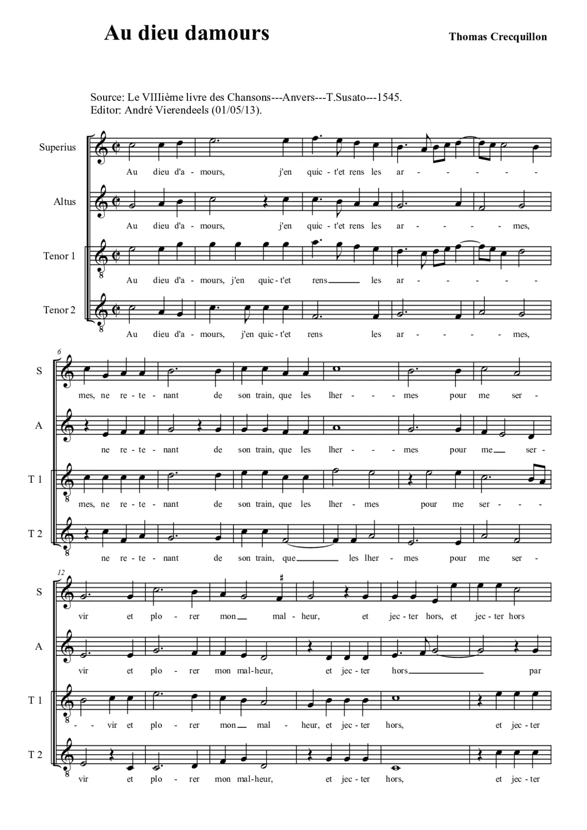 Au dieu damours - Page 1