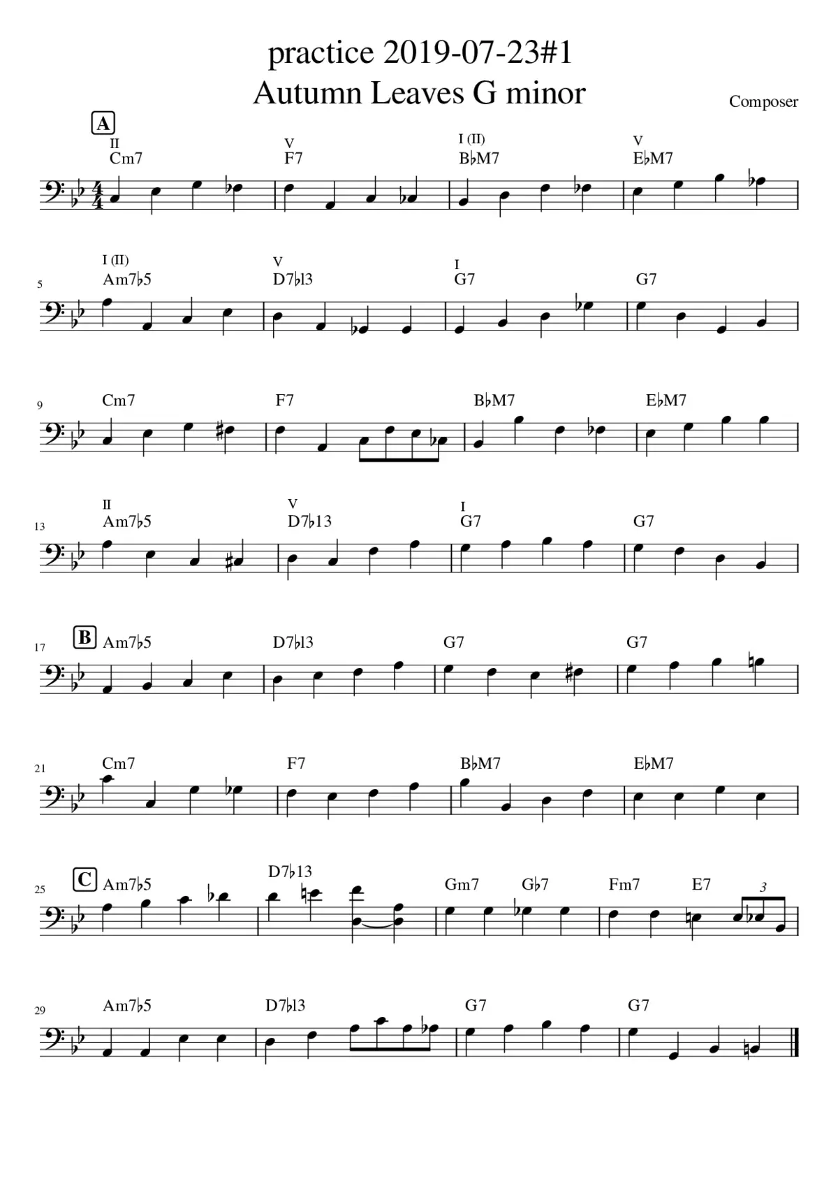 Autumn Leaves for bass lesson 2019-07-23 - Page 1