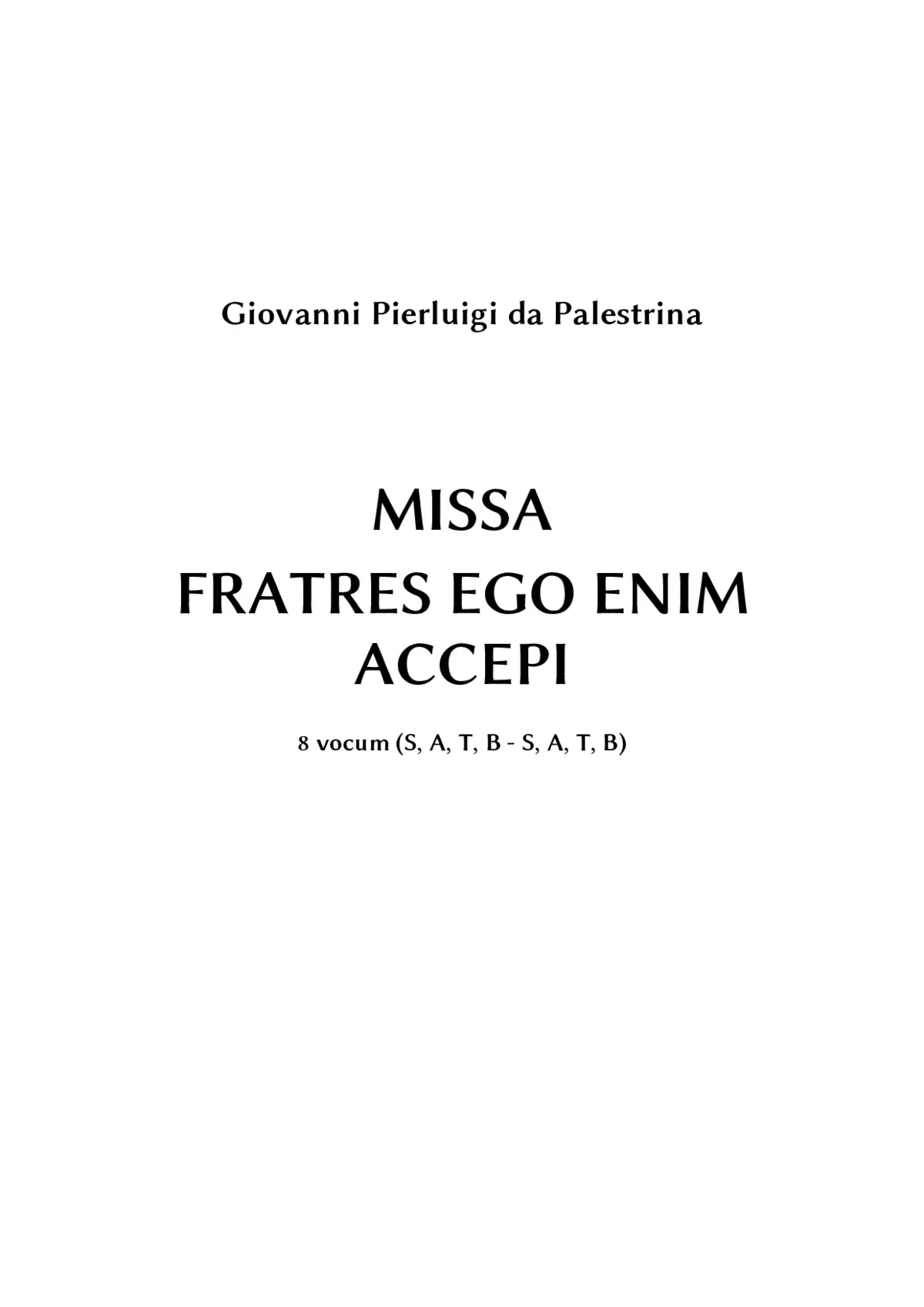 Missa Fratres ego enim accepi - Page 1
