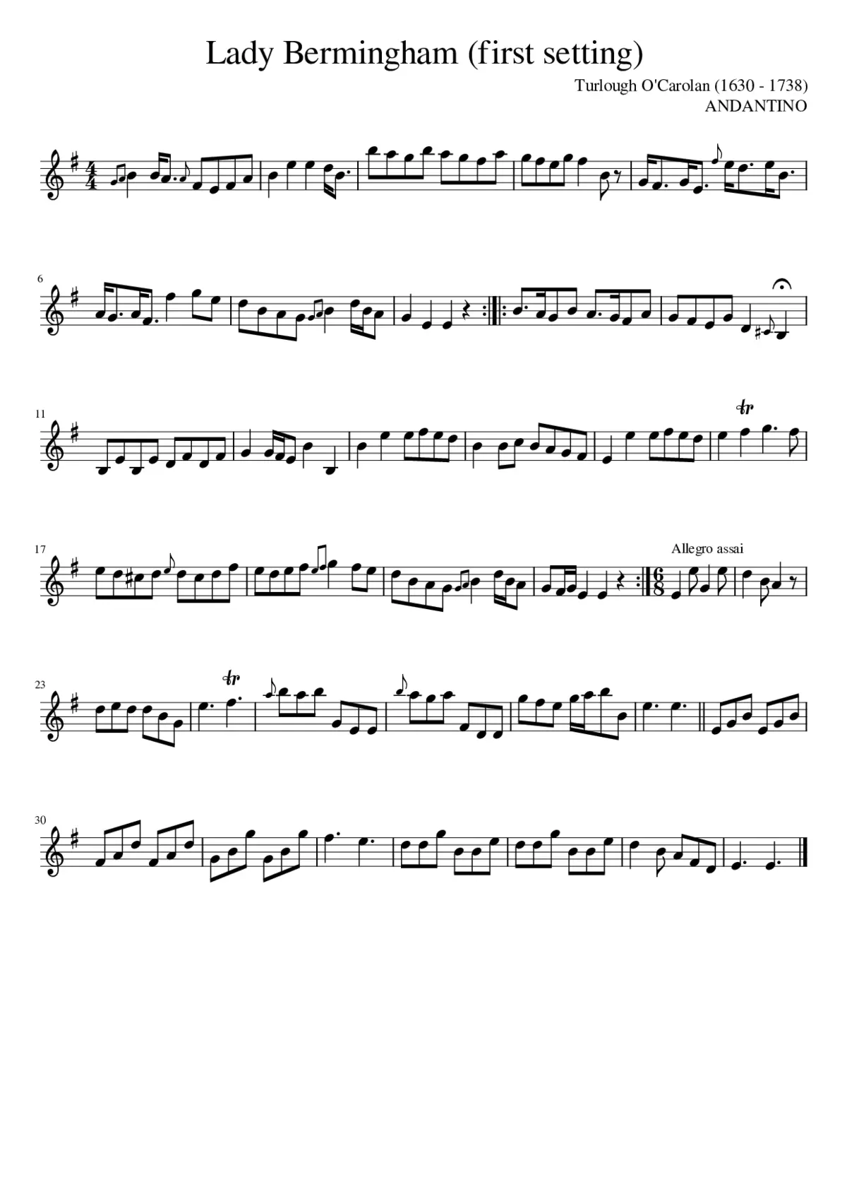 Lady Bermingham (first setting) - Page 1