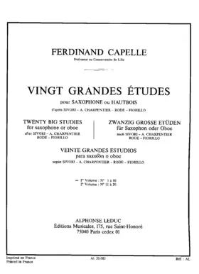 20 Grandes études d'après Sivori, A. Charpentier, Rode, Fiorillo