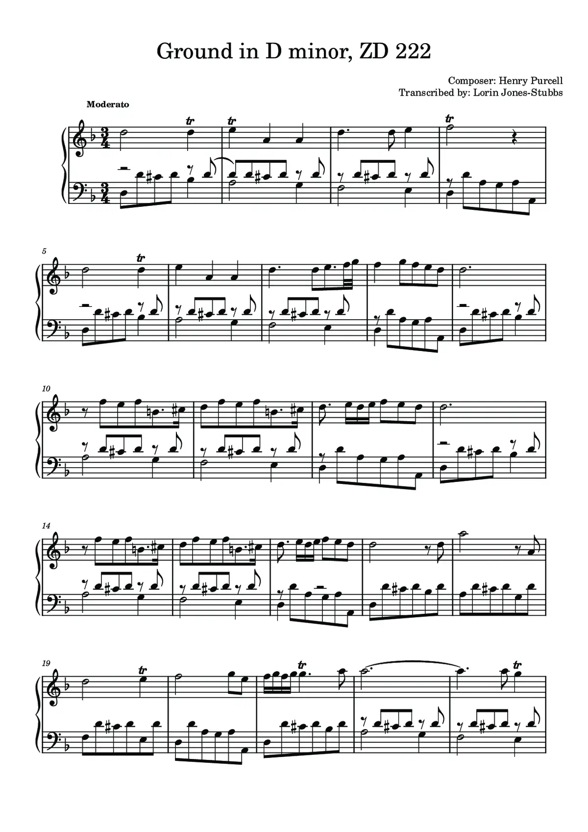 Ground in D minor, ZD 222 - Page 1