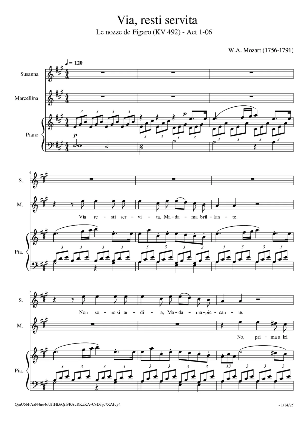 Le nozze di Figaro K.492 - Page 1