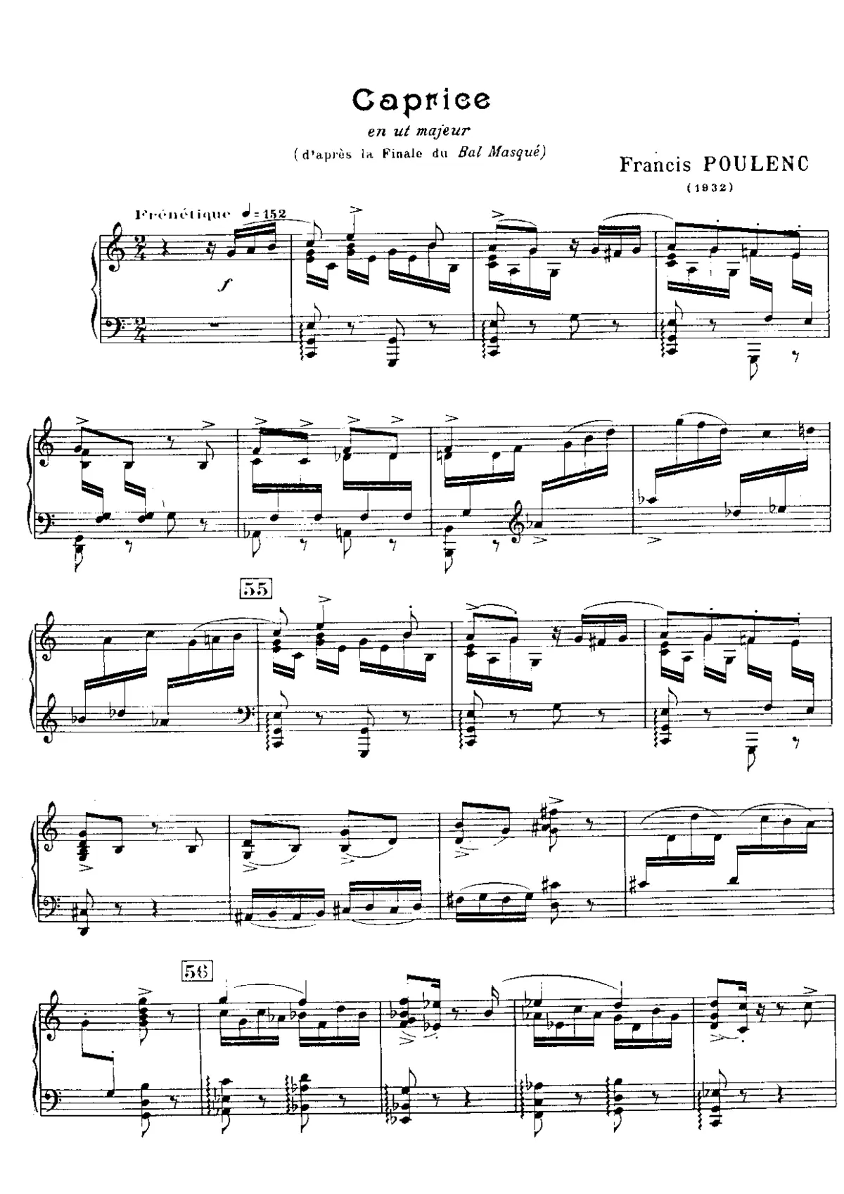 Le bal masqué (Cantate profane sur des poèmes de Max Jacob) - Page 1