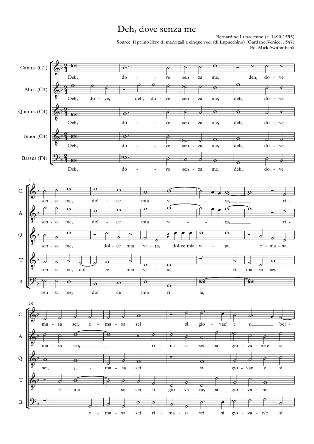 Deh, dove senza me - Page 1