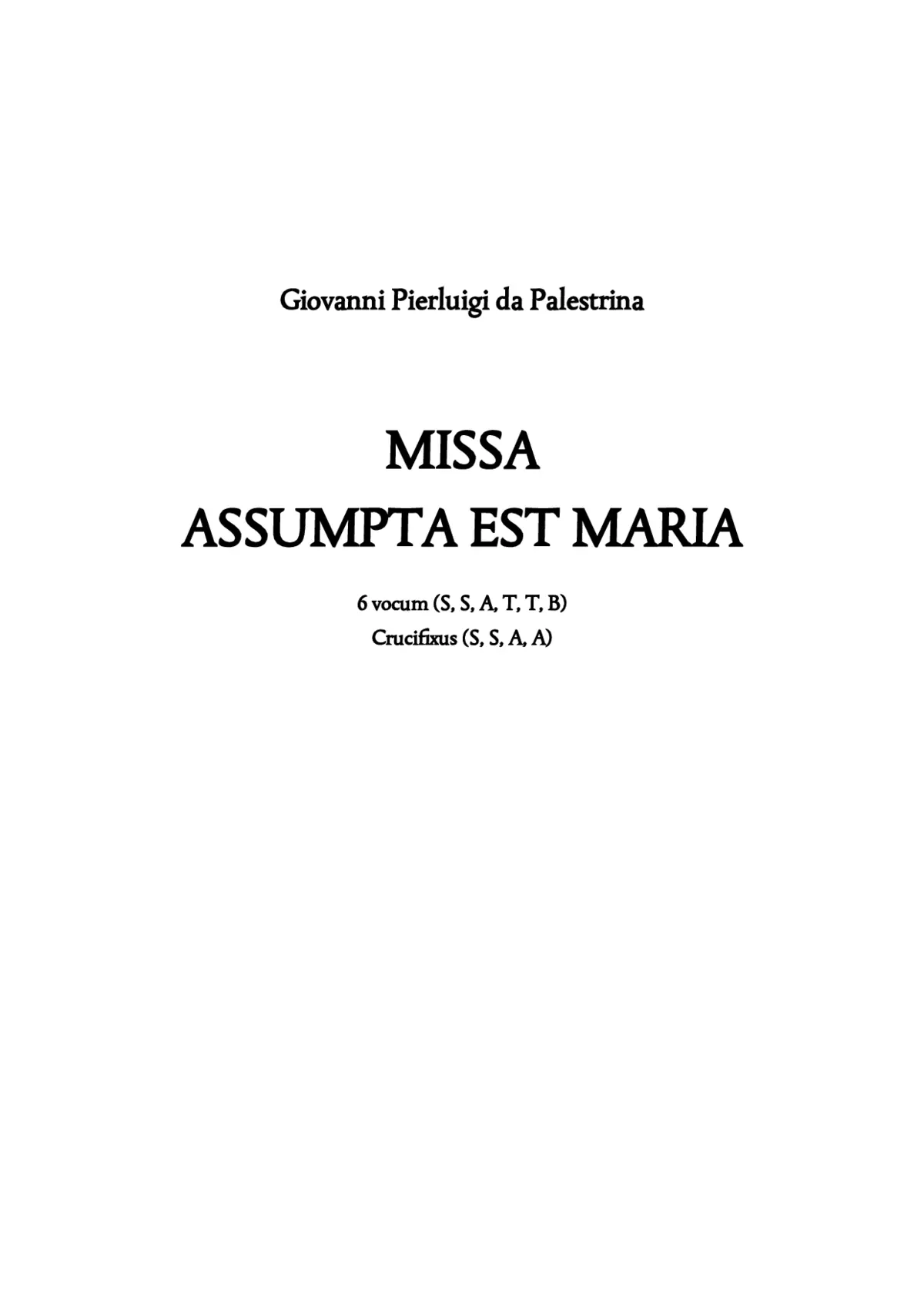Missa Assumpta est Maria - Page 1