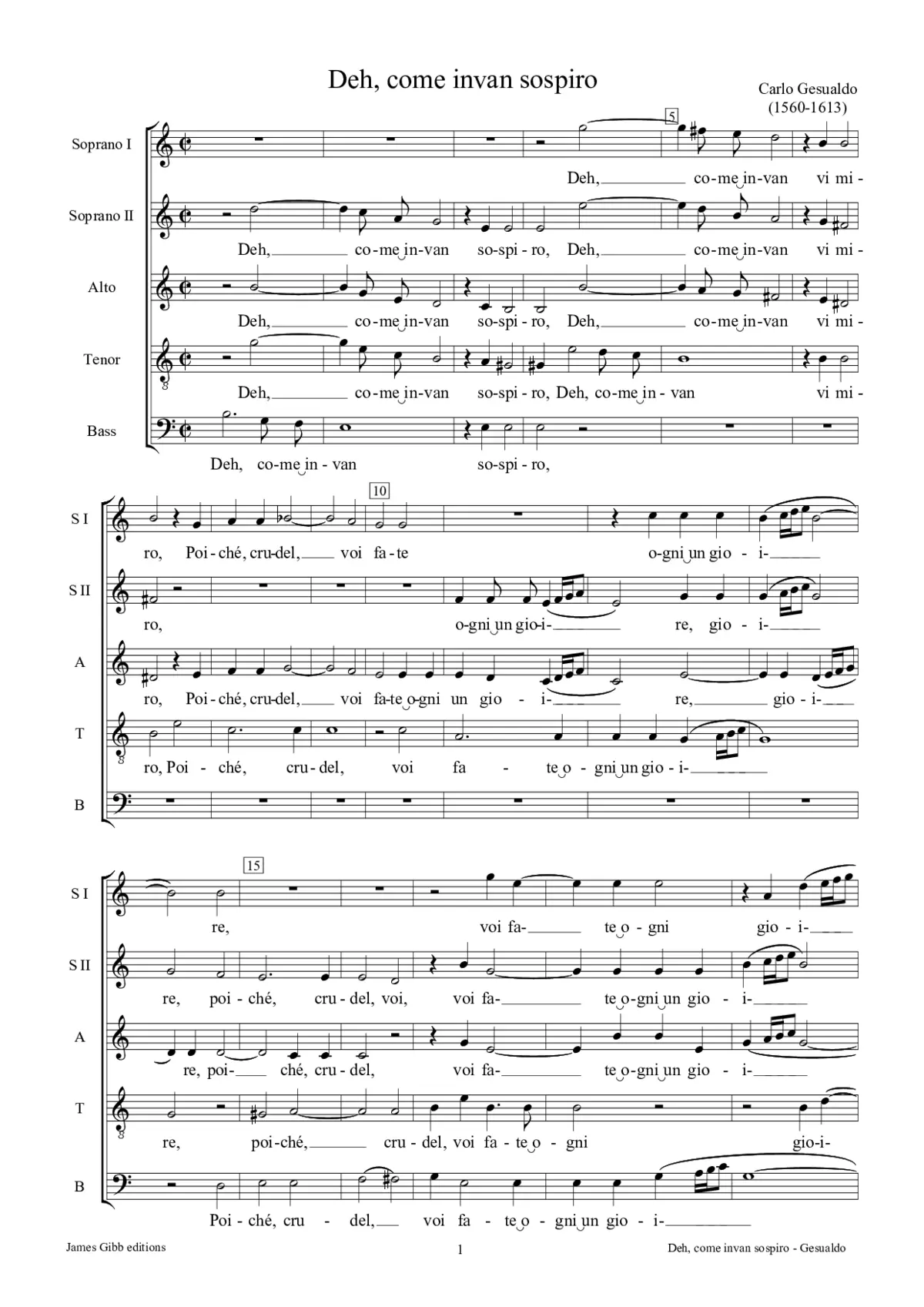 Deh, come invan sospiro - Page 1