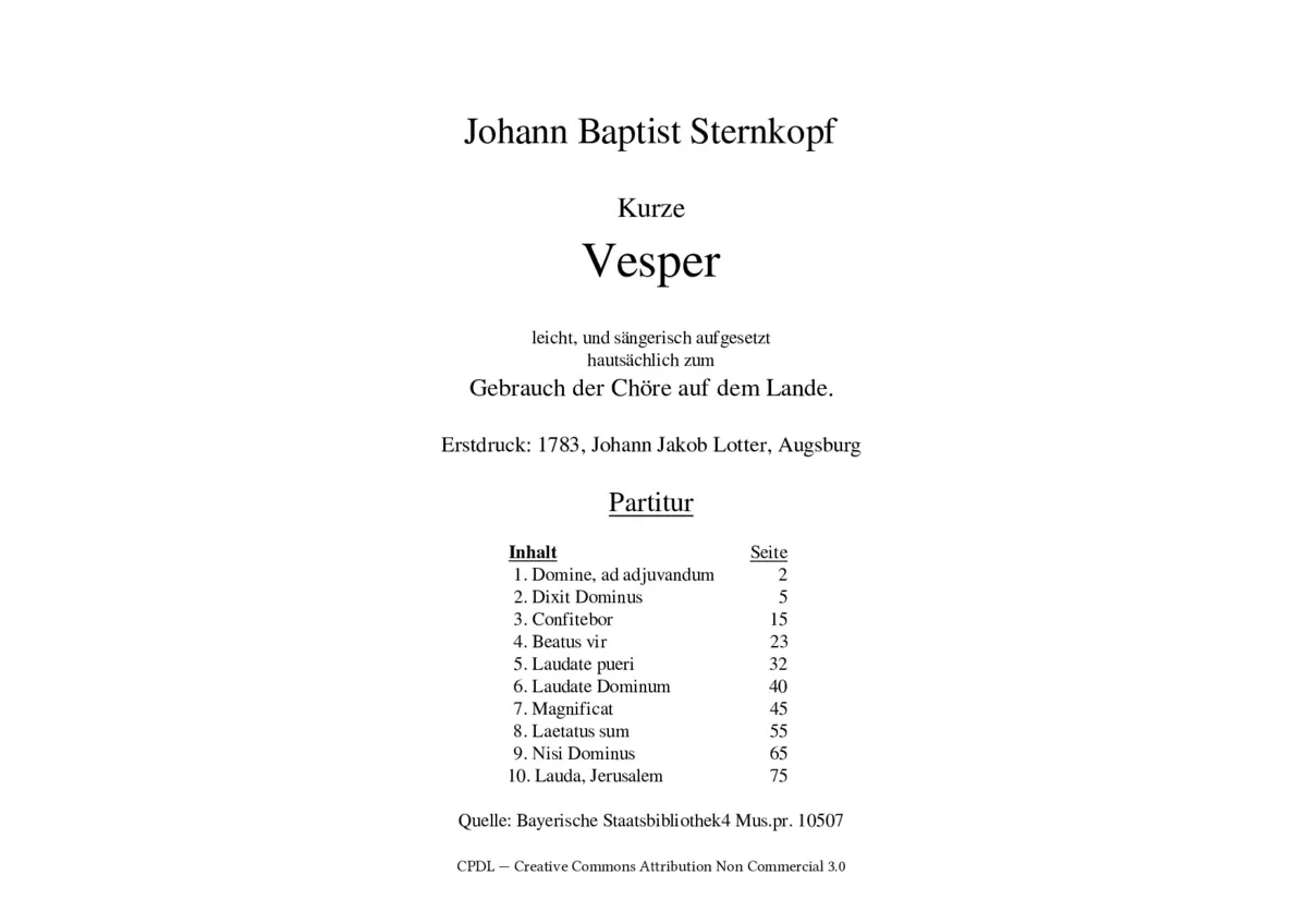 Kurze Vesper–C-Dur - Page 1