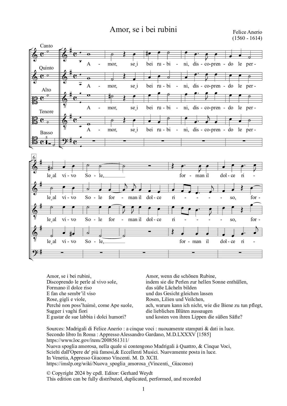 Amor, se i bei rubini - Page 1