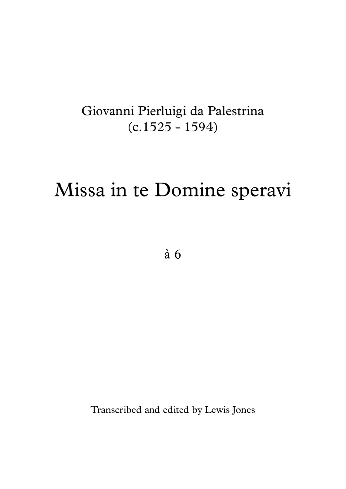 Missa In te Domine speravi a 6 - Page 1