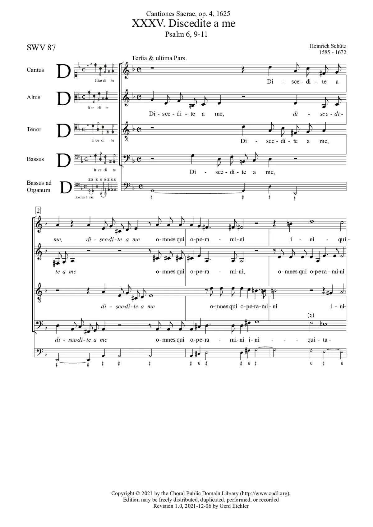 Discedite a me omnes qui operamini, SWV 87 - Page 1
