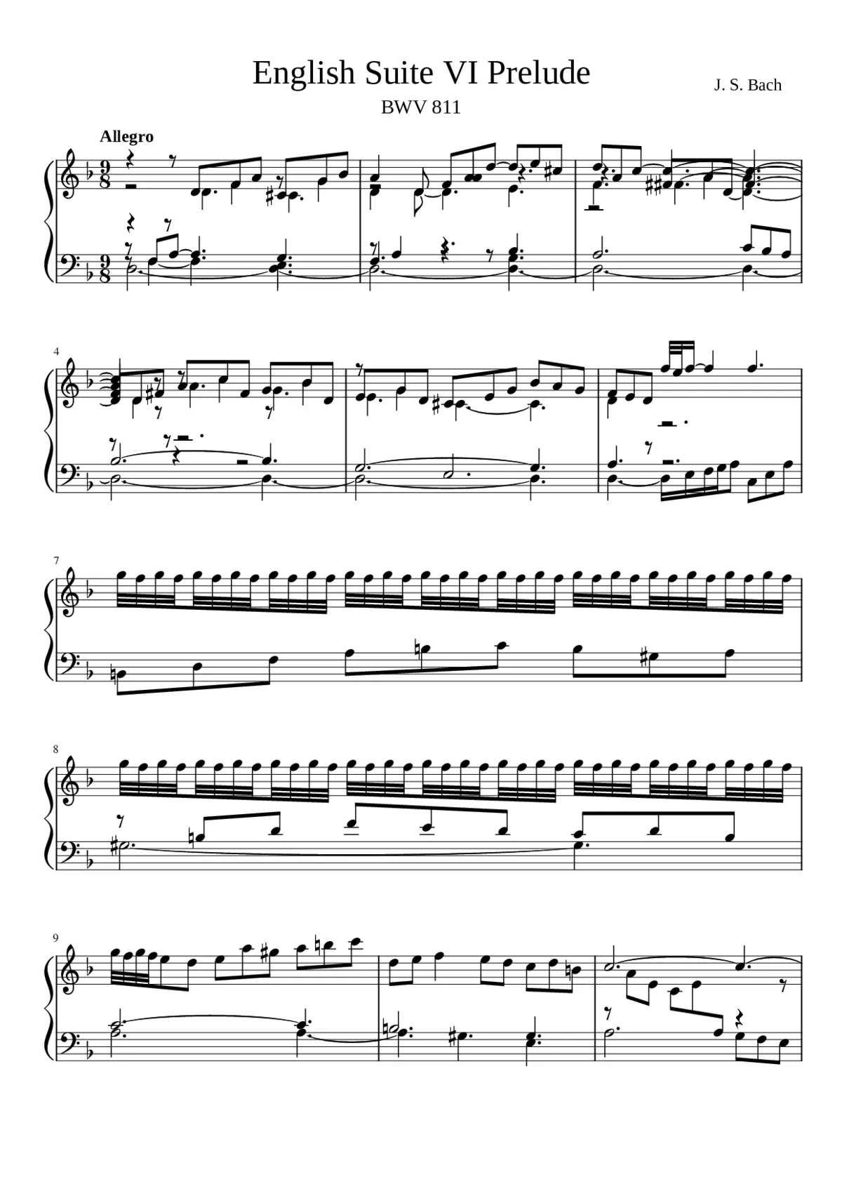 English Suite No.6 in D minor BWV 811 - Page 1