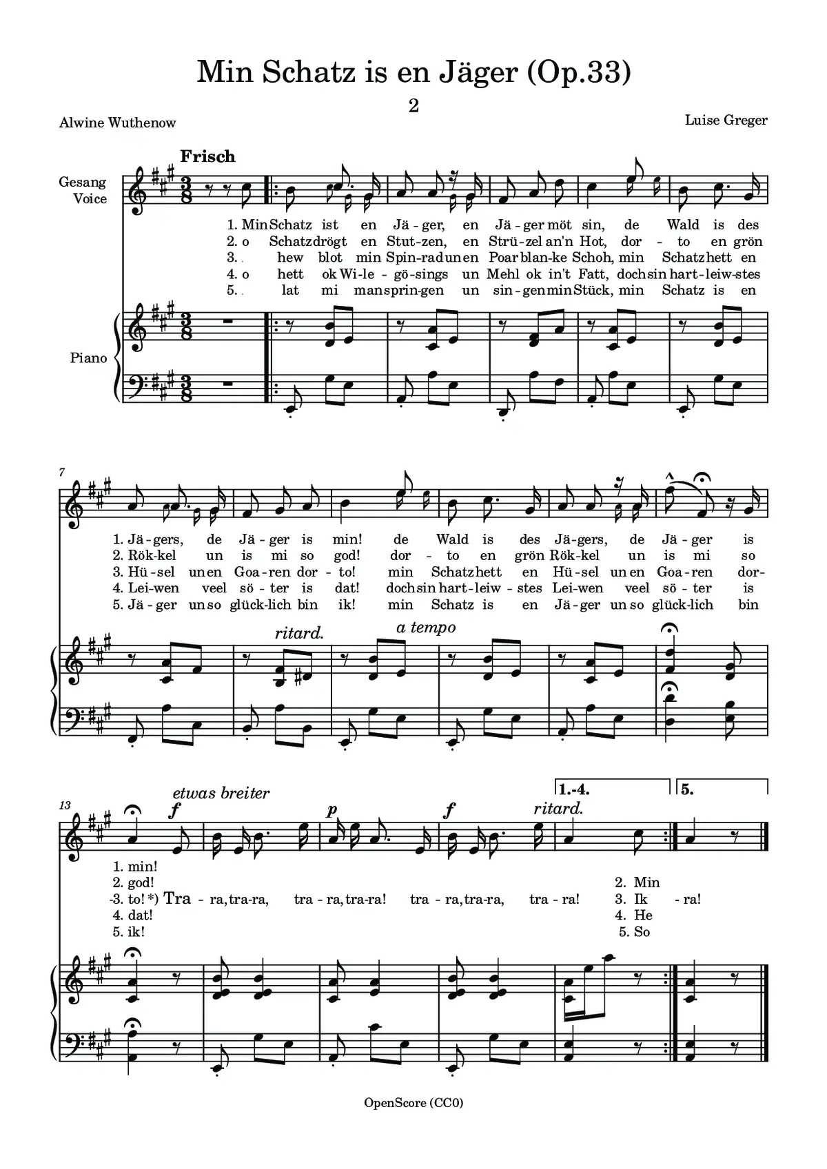 Min Schatz is en Jäger, Op.33 - Page 1