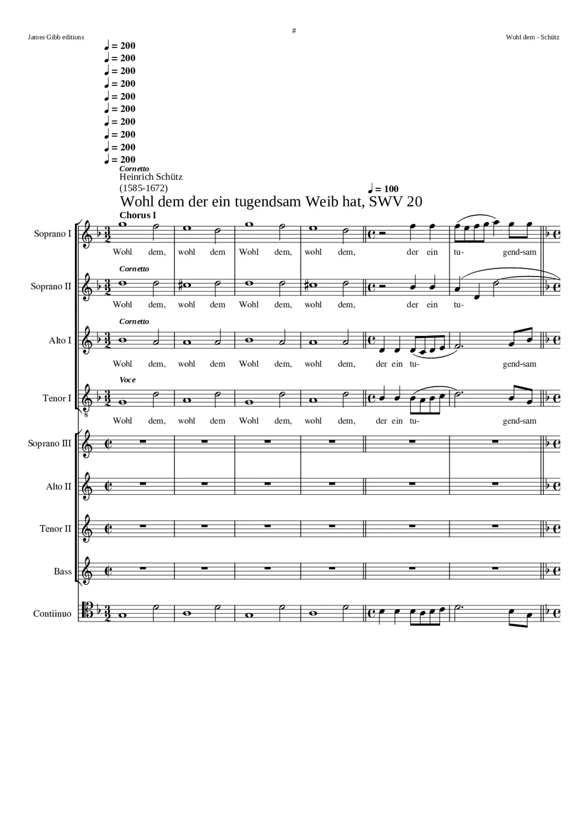 Wohl dem der ein tugendsam Weib hat SWV 20 - Page 1