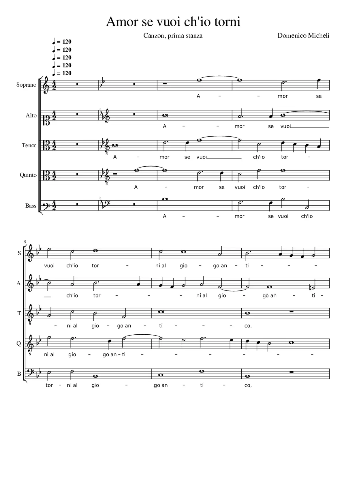 Amor se vuoi ch'io torni - Page 1
