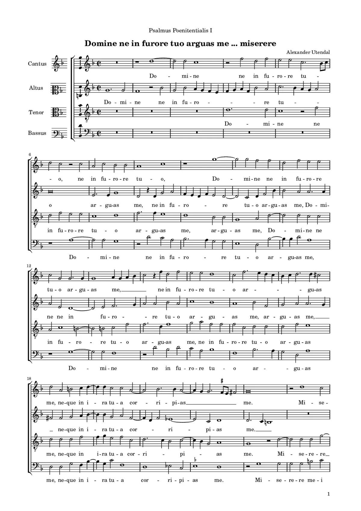 Domine ne in furore ... miserere a 4 - Page 1